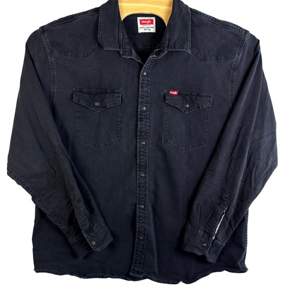 Wrangler Other - Wrangler Western Snap Shirt Men 2XL Black Pearl Snap Long Sleeve Pointed Yoke